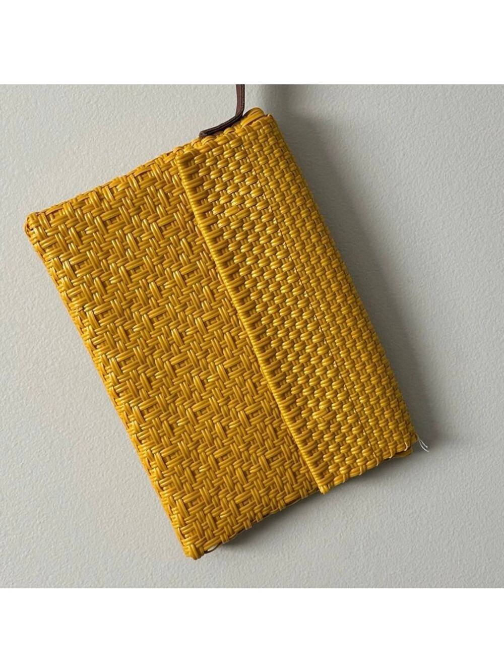 Assorted Brands Waterproof Woven Clutch Yellow Leather Wristlet Strap